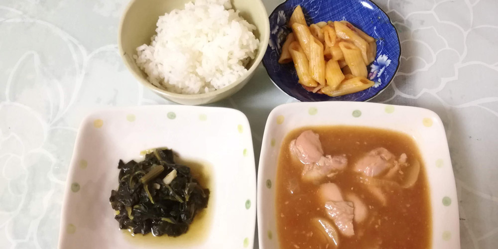 健康三彩の3日目 鶏の赤ワイン煮込み 他2品